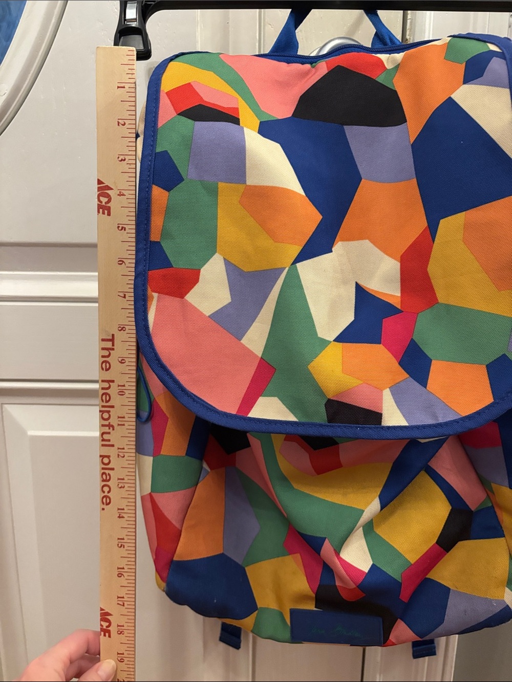 Colorful Geometric Canvas Backpack - Multicolor - Picture 8 of 12